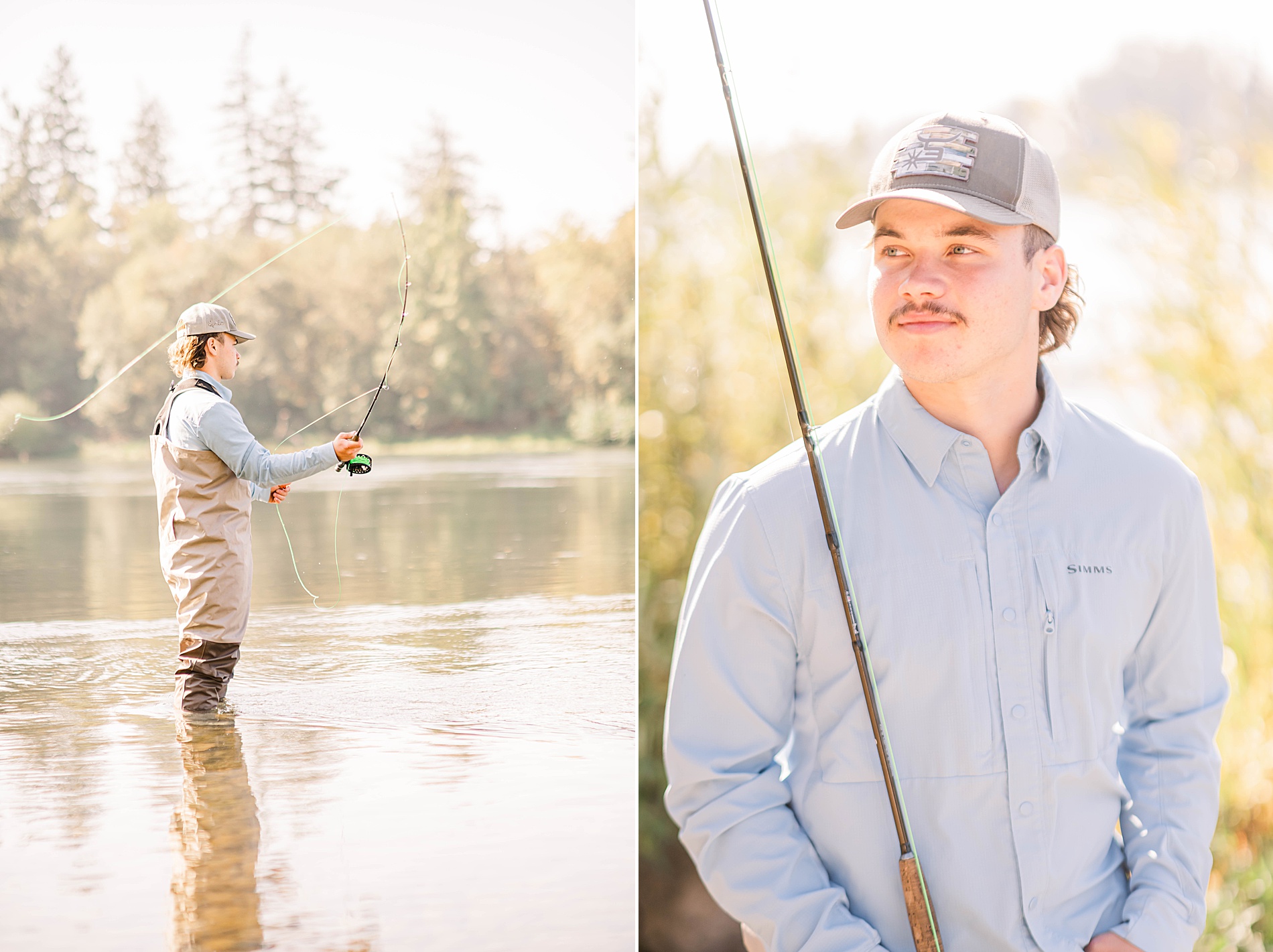 Country Inspired Senior Session of fly fishing
