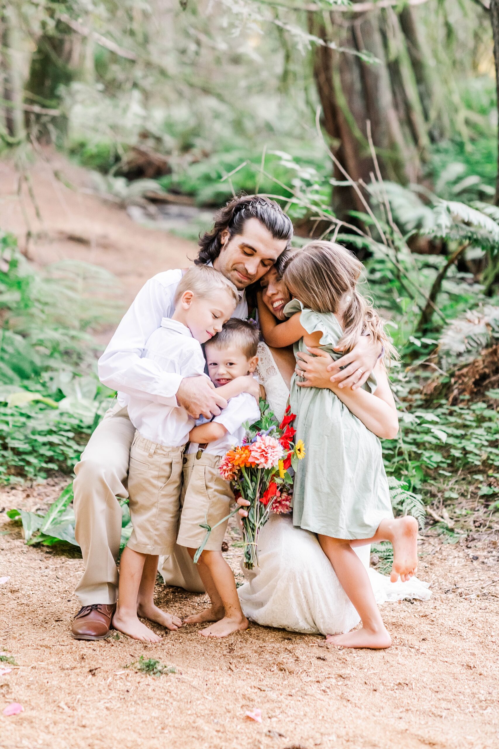 candid family portraits from intimate wedding ceremony