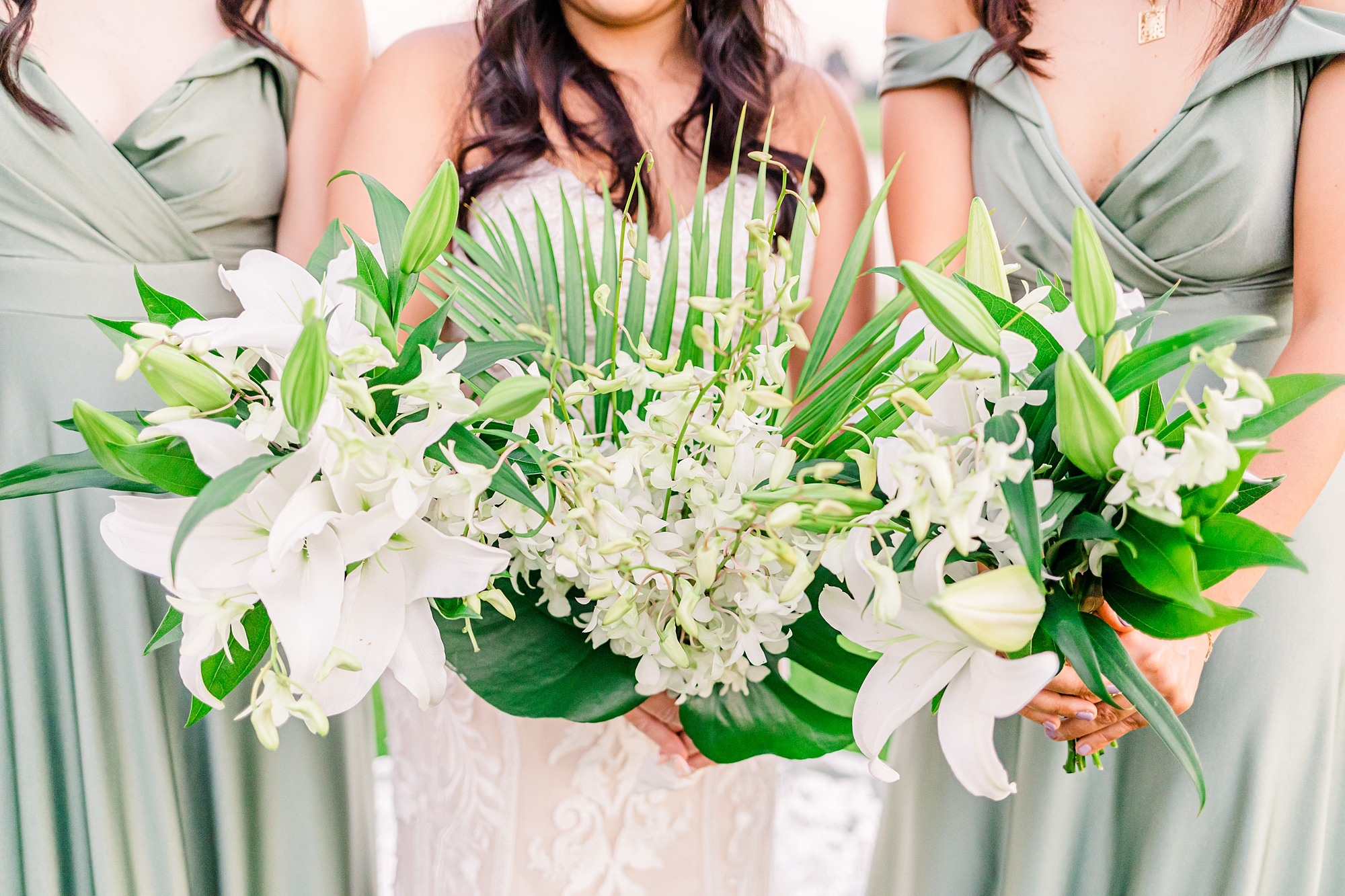 white Hawaiian flower wedding bouquets