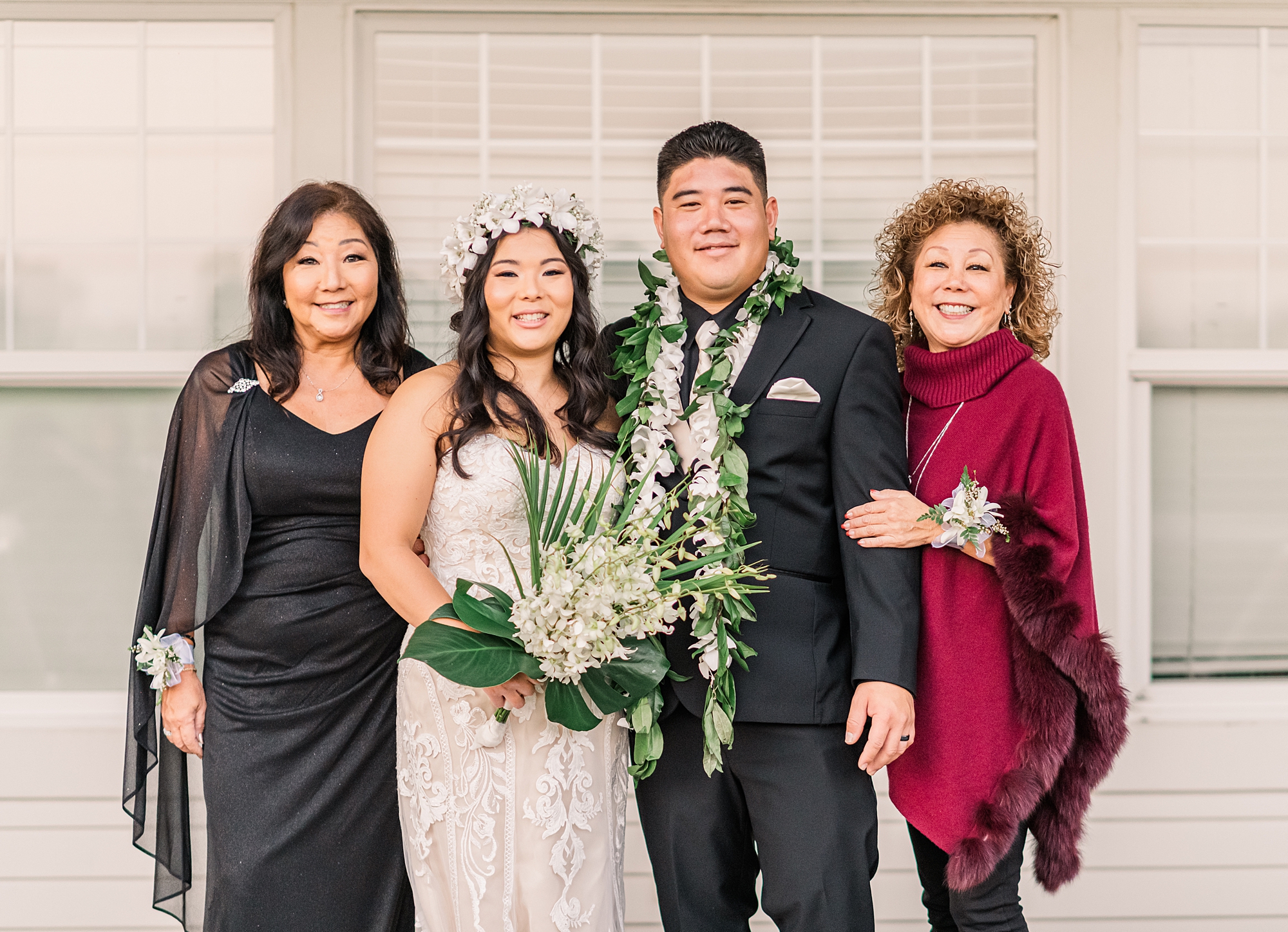 family portraits from Hawaiian Inspired Wedding at Langdon Farms Golf Club