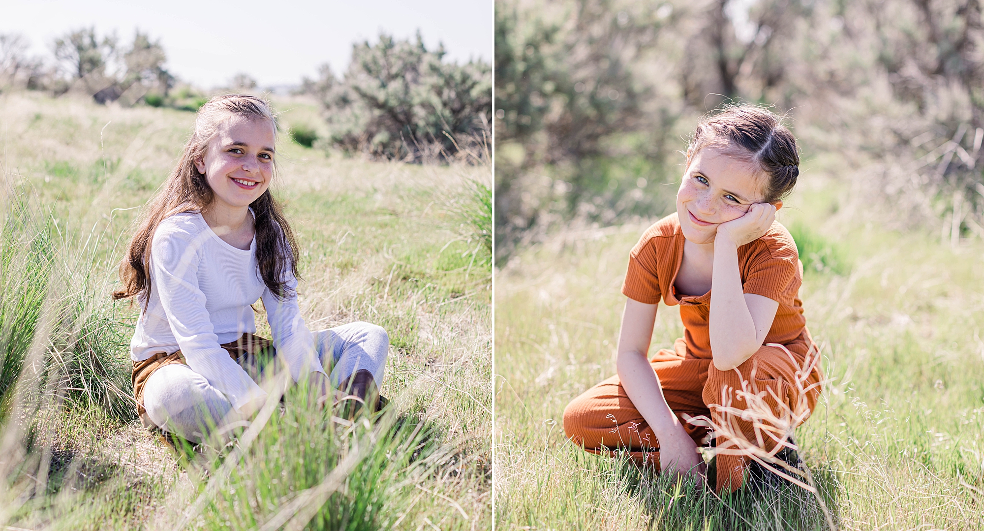 Sisters sit in the tall grass at wildlife refuge for family session