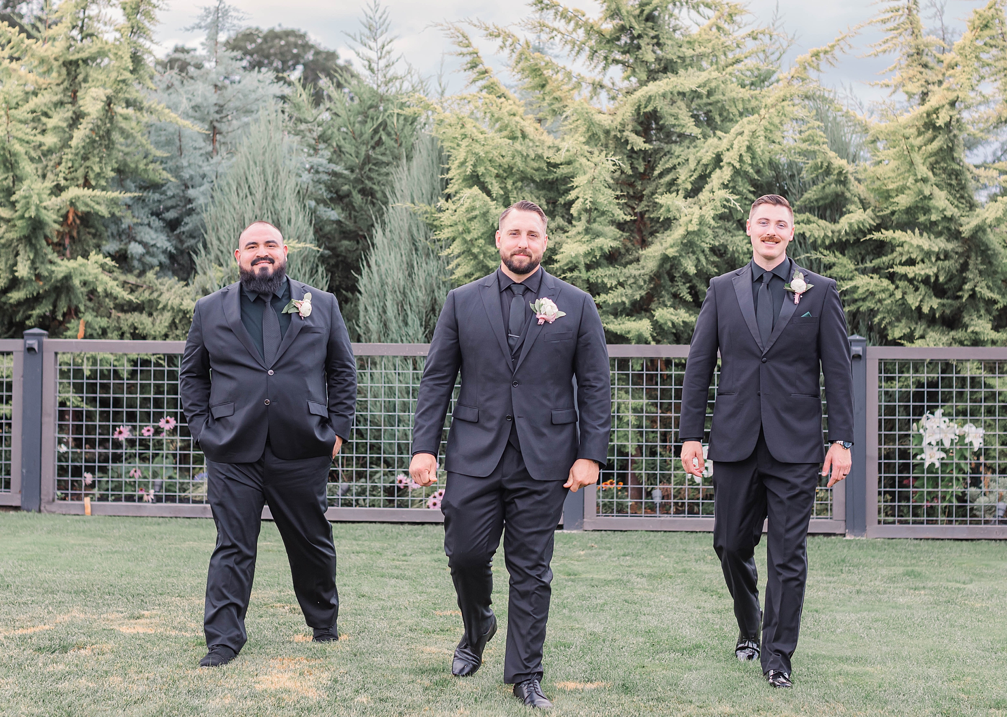 groom with groomsmen before Intimate Backyard Oregon Wedding