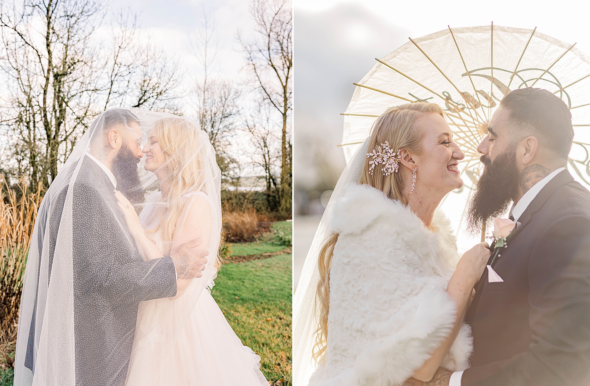 timeless wedding portraits of bride and groom from Romantic Winter Wedding