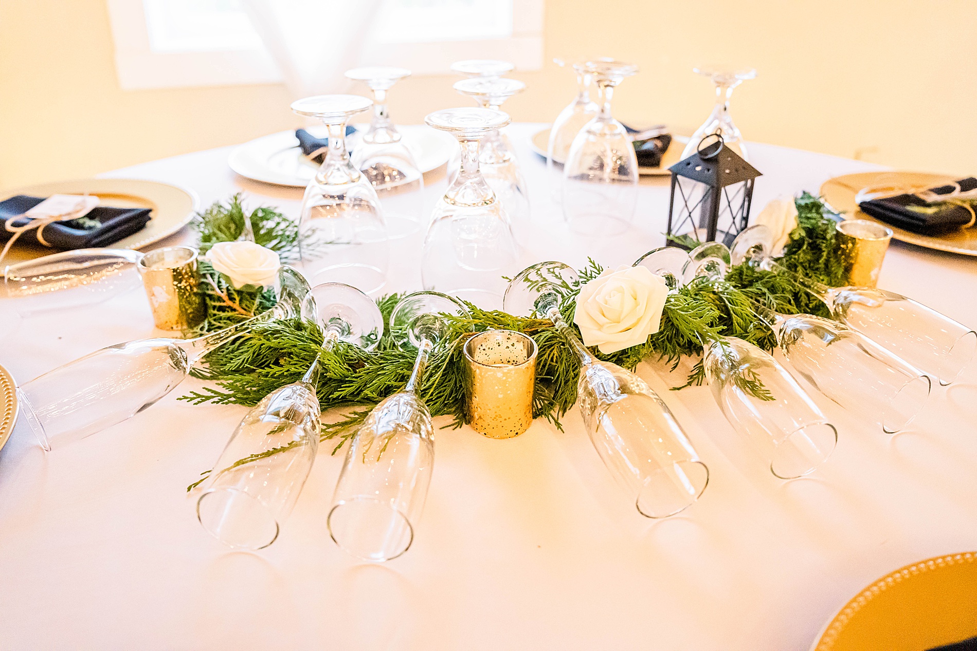 wedding reception details at Green Villa Barn